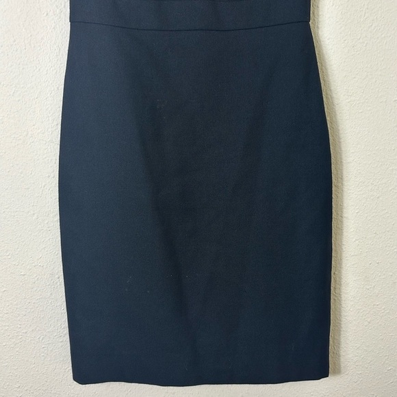 J. Crew Suiting Black Sheath Dress Ruffle Neck Wool Blend size 0 - Picture 11 of 12